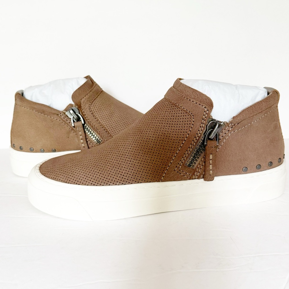 Miz Mooz Arret Side Zip Taupe Leather Platform Sneaker Size 8.5 - Picture 8 of 16